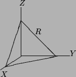 \begin{picture}
(8,10)(-2,-3)
\put(0,0){\line(1,0){7}}
\put(0,0){\line(0,1){7}}
...
...ut(2,3.1){$R$}
\put(-.25,7.2){$Z$}
\put(7,0){$Y$}
\put(-3,-3){$X$}
\end{picture}