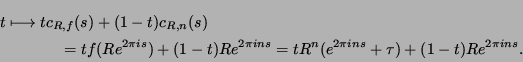 \begin{multline*}
t\longmapsto tc_{R,f}(s)+(1-t)c_{R,n}(s)\\
=tf(Re^{2\pi is})+(1-t)Re^{2\pi ins}
=tR^n(e^{2\pi ins}+\tau)+(1-t)Re^{2\pi ins}.
\end{multline*}