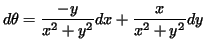 $\displaystyle d\theta=\frac{-y}{x^2+y^2}dx+\frac{x}{x^2+y^2}dy$
